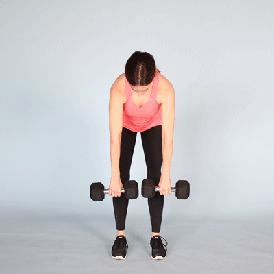 Women Exercise - Two arm dumbbell row
